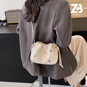Túi xách nữ ZERBAG đeo chéo da PU đeo chéo dây rút kèm xích
