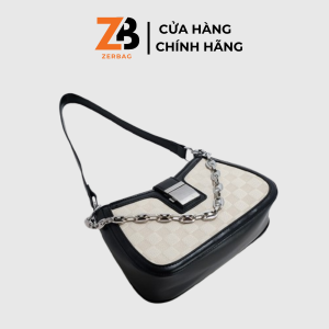 Túi xách nữ ZERBAG hoạ tiết caro dập nổi kết hợp quai xích