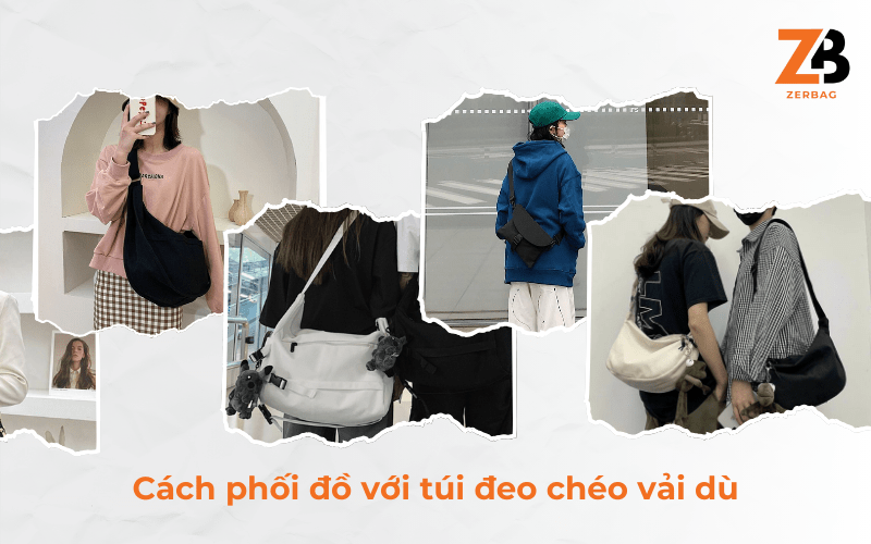 Cách phối đồ với túi đeo chéo nữ vải dù cao cấp
