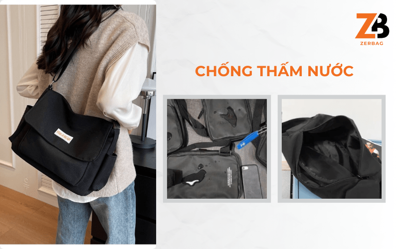 Túi đeo chéo nữ vải dù cao cấp có khả năng chống thấm nước tốt