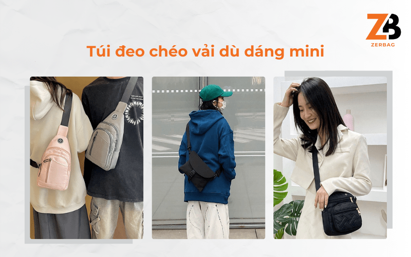 Túi đeo chéo nữ vải dù cao cấp kiểu dáng mini