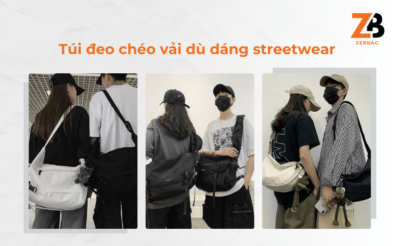 Túi đeo chéo nữ vải dù cao cấp kiểu dáng streetwear