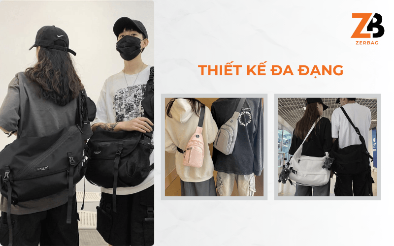 Túi đeo chéo nữ vải dù cao cấp với thiết kế đa dạng