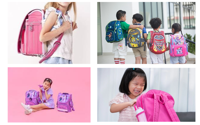 Các bé đeo balo mini cho bé gái đến trường