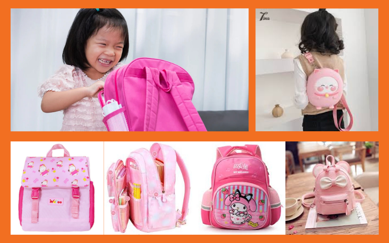 Cảm xúc của bé gái khi đeo balo mini mẹ cho