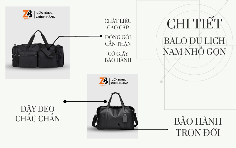 Chi tiết balo du lịch nhỏ gọn cho nam