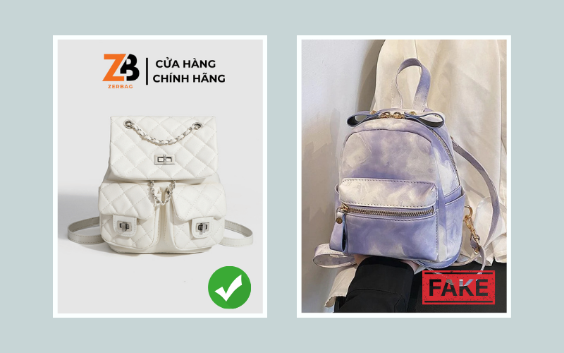 So sánh balo nữ hàng hiệu và hàng gia công