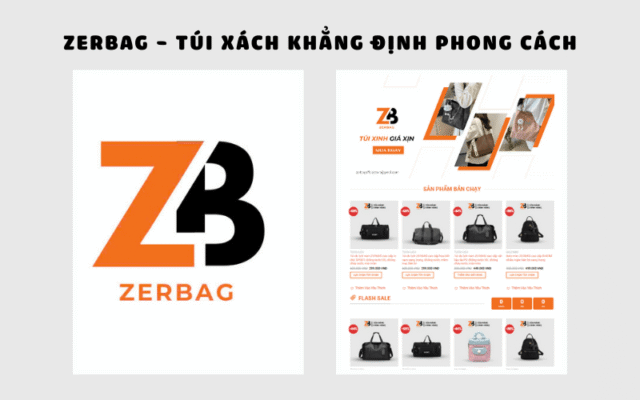 Logo và trang web của ZERBAG - địa chỉ bán ví nữ đẹp Hà Nội