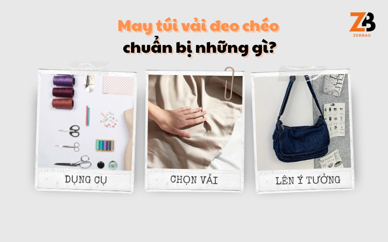 Cách may túi vải đeo chéo - Hình ảnh minh họa chuẩn bị nguyên liệu