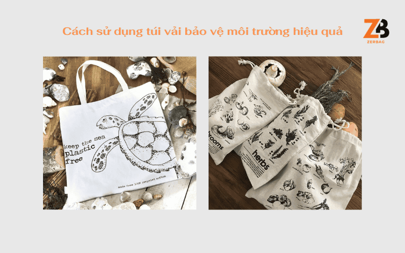 Sử dụng túi vải bảo vệ môi trường -  Hình ảnh minh họa sử dụng túi