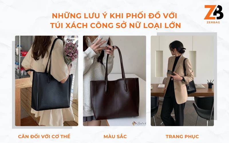 Những lưu ý khi phối đồ với túi công sở nữ loại lớn