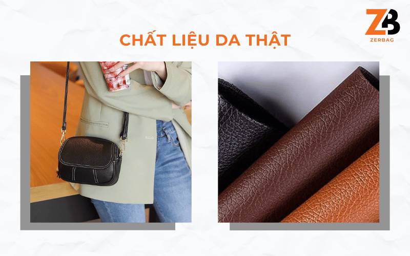 Phân loại túi đeo chéo nữ mini hàng hiệu theo chất liệu - Túi da thật