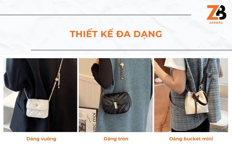Túi đeo chéo nữ mini hàng hiệu với thiết kế đa dạng