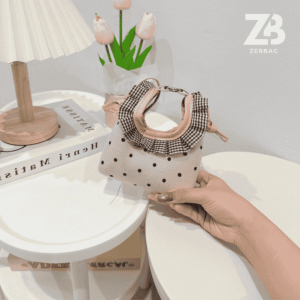 Túi đeo vai mini ZERBAG da PU chấm bi viền cổ dúm nhiều màu đi chơi phong cách Hàn Quốc trẻ trung