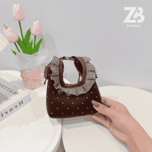 Túi đeo vai mini ZERBAG da PU chấm bi viền cổ dúm nhiều màu đi chơi phong cách Hàn Quốc trẻ trung