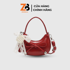 Túi xách nữ ZERBAG kiểu dáng cầm tay gắn nơ bản to xinh xắn phong cách Hàn Quốc