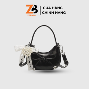 Túi xách nữ ZERBAG kiểu dáng cầm tay gắn nơ bản to xinh xắn phong cách Hàn Quốc