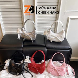 Túi xách nữ ZERBAG kiểu dáng cầm tay gắn nơ bản to xinh xắn phong cách Hàn Quốc