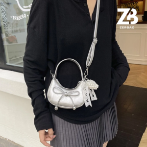 Túi xách nữ ZERBAG kiểu dáng cầm tay gắn nơ bản to xinh xắn phong cách Hàn Quốc