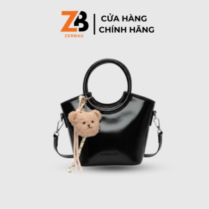 Túi xách nữ ZERBAG kiểu dáng trơn kèm charm gấu xinh xắn kiểu Hàn Quốc