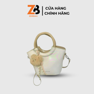 Túi xách nữ ZERBAG kiểu dáng trơn kèm charm gấu xinh xắn kiểu Hàn Quốc