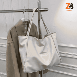 Túi tote da trơn đeo vai ZERBAG thiết kế đơn giản màu trắng