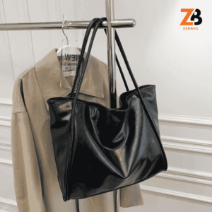 Túi tote da trơn đeo vai ZERBAG thiết kế đơn giản màu đen