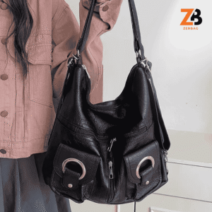 Túi tote ZERBAG đeo chéo kết hợp balo phong cách Hàn Quốc cá tính màu đen