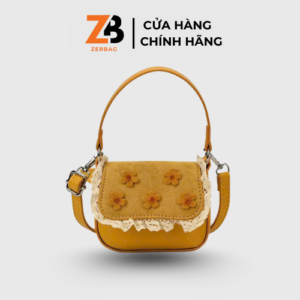 Túi xách nữ ZERBAG mini hoa thêu phối ren vintage – Túi đeo chéo, đeo vai xinh xắn