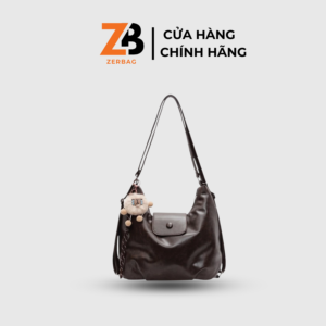 Túi xách nữ ZERBAG đeo chéo phong cách Hàn Quốc kèm charm gấu siêu xinh
